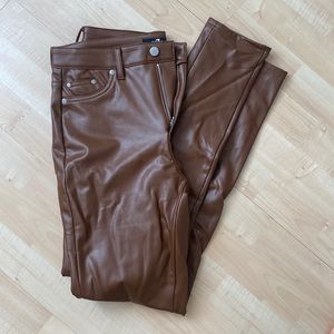 Faux brown leather pants